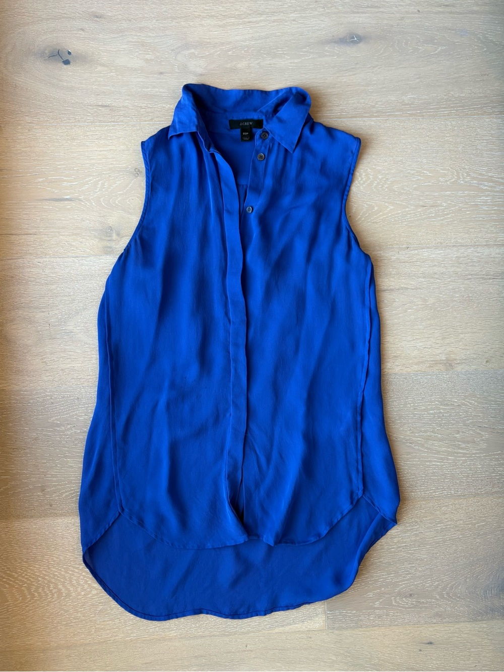 J. Crew 100% Silk Sleeveless Button Up in Royal Blue
